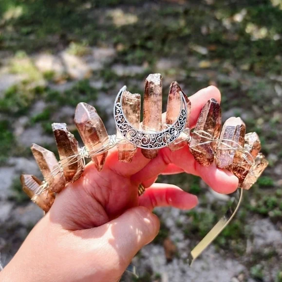 Genuine Smokey quartz crystal headband - Picture 3 of 5